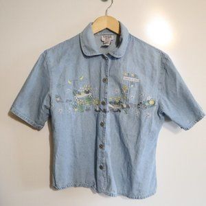 Vintage Teddi Floral Button Up Shirt Sleeve Small